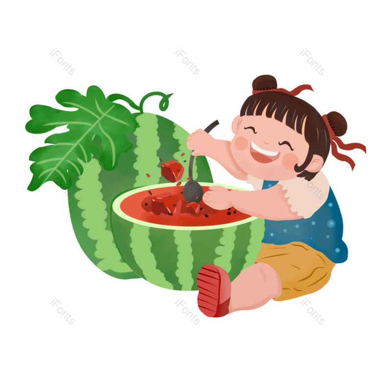 西瓜图片,夏至元素,夏天PNG,手绘免抠素材